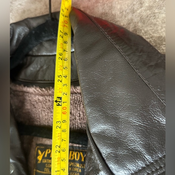 💯 Authentic Playboy Brown Leather Bomber Jacket - Picture 8 of 13